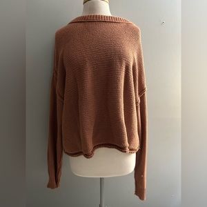 Oversized salmon distressed sweater